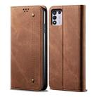 For OPPO Realme Q3T / K9S / Realme Q3s Denim Texture Casual Style Leather Phone Case(Brown) - 1