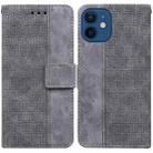 For iPhone 12 / 12 Pro Geometric Embossed Leather Phone Case(Grey) - 1