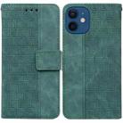 For iPhone 12 / 12 Pro Geometric Embossed Leather Phone Case(Green) - 1