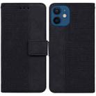 For iPhone 12 / 12 Pro Geometric Embossed Leather Phone Case(Black) - 1