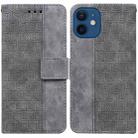 For iPhone 12 mini Geometric Embossed Leather Phone Case (Grey) - 1