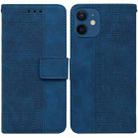 For iPhone 12 mini Geometric Embossed Leather Phone Case (Blue) - 1