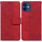 For iPhone 12 mini Geometric Embossed Leather Phone Case (Red) - 1