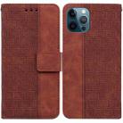 For iPhone 12 Pro Max Geometric Embossed Leather Phone Case(Brown) - 1