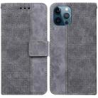 For iPhone 12 Pro Max Geometric Embossed Leather Phone Case(Grey) - 1