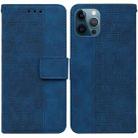 For iPhone 12 Pro Max Geometric Embossed Leather Phone Case(Blue) - 1