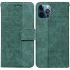 For iPhone 12 Pro Max Geometric Embossed Leather Phone Case(Green) - 1