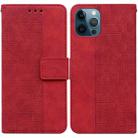 For iPhone 12 Pro Max Geometric Embossed Leather Phone Case(Red) - 1