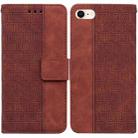 For iPhone SE 2022 / SE 2020 / 8 / 7 Geometric Embossed Leather Phone Case(Brown) - 1