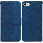 For iPhone SE 2022 / SE 2020 / 8 / 7 Geometric Embossed Leather Phone Case(Blue) - 1