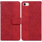 For iPhone SE 2022 / SE 2020 / 8 / 7 Geometric Embossed Leather Phone Case(Red) - 1