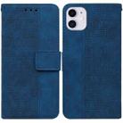 For iPhone 11 Geometric Embossed Leather Phone Case (Blue) - 1