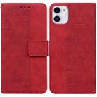 For iPhone 11 Geometric Embossed Leather Phone Case (Red) - 1