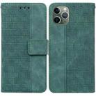 For iPhone 11 Pro Geometric Embossed Leather Phone Case (Green) - 1