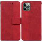For iPhone 11 Pro Max Geometric Embossed Leather Phone Case (Red) - 1
