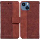 For iPhone 13 Geometric Embossed Leather Phone Case(Brown) - 1