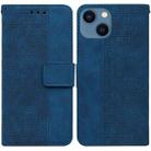 For iPhone 13 Geometric Embossed Leather Phone Case(Blue) - 1