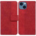 For iPhone 13 mini Geometric Embossed Leather Phone Case (Red) - 1