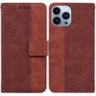 For iPhone 13 Pro Geometric Embossed Leather Phone Case (Brown) - 1