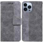 For iPhone 13 Pro Geometric Embossed Leather Phone Case (Grey) - 1