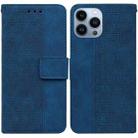 For iPhone 13 Pro Max Geometric Embossed Leather Phone Case (Blue) - 1