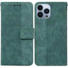 For iPhone 13 Pro Max Geometric Embossed Leather Phone Case (Green) - 1