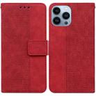 For iPhone 13 Pro Max Geometric Embossed Leather Phone Case (Red) - 1