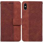 For iPhone X / XS Geometric Embossed Leather Phone Case(Brown) - 1