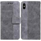 For iPhone X / XS Geometric Embossed Leather Phone Case(Grey) - 1