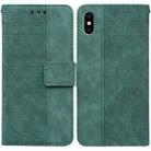 For iPhone X / XS Geometric Embossed Leather Phone Case(Green) - 1