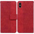For iPhone X / XS Geometric Embossed Leather Phone Case(Red) - 1