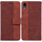 For iPhone XR Geometric Embossed Leather Phone Case(Brown) - 1