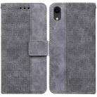 For iPhone XR Geometric Embossed Leather Phone Case(Grey) - 1