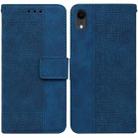 For iPhone XR Geometric Embossed Leather Phone Case(Blue) - 1
