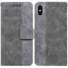 For iPhone XS Max Geometric Embossed Leather Phone Case(Grey) - 1
