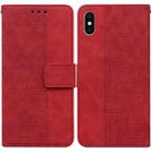 For iPhone XS Max Geometric Embossed Leather Phone Case(Red) - 1