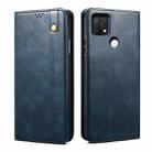For OPPO A35 / A15 / A15S Simple Wax Crazy Horse Texture Horizontal Flip Leather Phone Case with Card Slots & Holder(Navy Blue) - 1