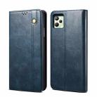 For OPPO Realme C35 Simple Wax Crazy Horse Texture Horizontal Flip Leather Phone Case with Card Slots & Holder(Navy Blue) - 1