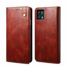 For OPPO Realme 9 Pro Simple Wax Crazy Horse Texture Horizontal Flip Leather Phone Case with Card Slots & Holder(Brown) - 1