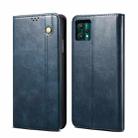 For OPPO Realme 9 Pro+ Simple Wax Crazy Horse Texture Horizontal Flip Leather Phone Case with Card Slots & Holder(Navy Blue) - 1