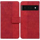 For Google Pixel 6 Pro Geometric Embossed Leather Phone Case(Red) - 1