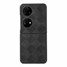 For Huawei P50 Pocket Weave Plaid PU Phone Case(Black) - 1