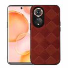 For Honor 50 Weave Plaid PU Phone Case(Brown) - 1