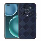 For Honor Magic4 Pro Weave Plaid PU Phone Case(Blue) - 1