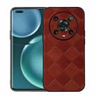 For Honor Magic4 Pro Weave Plaid PU Phone Case(Brown) - 1