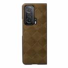 For Honor Magic V Weave Plaid PU Phone Case(Green) - 1