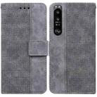 For Sony Xperia 1 III Geometric Embossed Leather Phone Case(Grey) - 1