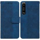 For Sony Xperia 1 III Geometric Embossed Leather Phone Case(Blue) - 1