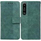 For Sony Xperia 1 III Geometric Embossed Leather Phone Case(Green) - 1