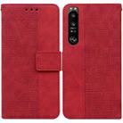 For Sony Xperia 1 III Geometric Embossed Leather Phone Case(Red) - 1